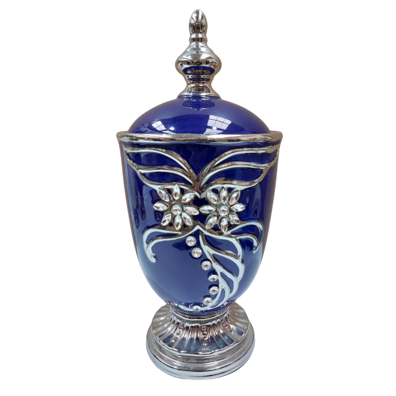 Tibor Porcelana 41 x 19 cm Diamantes (Azul con plateado) 16 in